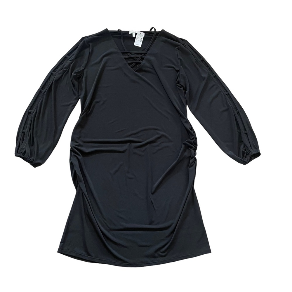 Maurice’s Bodycon Ruched Solid Black Dress
